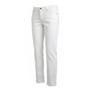 Garnet Hill Womens Straight Leg Mid Rise 5 Pocket Stretch Jeans Sz 2 White 289D